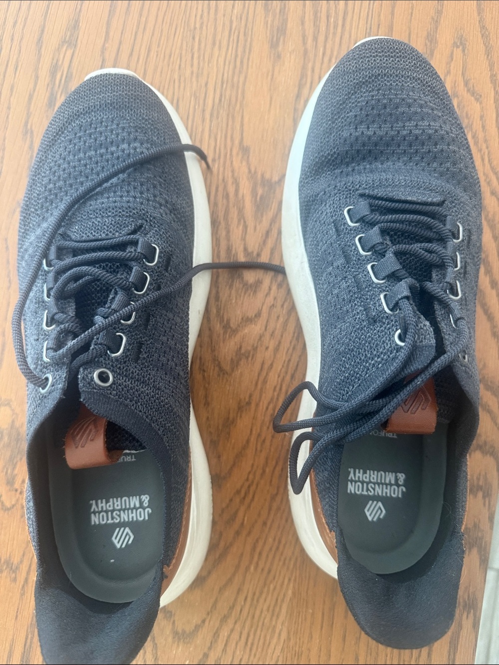 Johnston & Murphy Men’s Knit Lace-Up Sneakers in Charcoal and White
